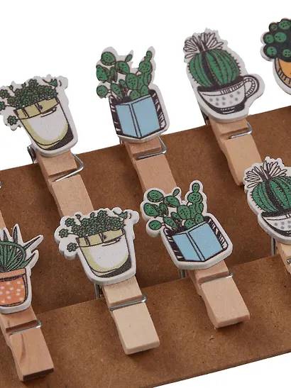 Набор Прищепки декоративные с веревкой Кактусы (10шт) (11-22535-7985) (упаковка)+Прищепки декоративные с веревкой 10 шт. Пушистые зайки (11-22132-01) (упаковка) - фото 7
