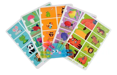 IQ Многоразовые карточки с прищепками. Веселые зверушки - фото 2