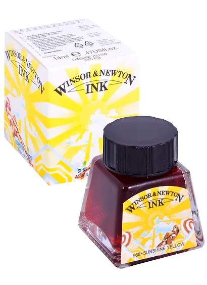 Тушь художественная Winsor&Newton, 14 мл, солнечно-желтая - фото 1