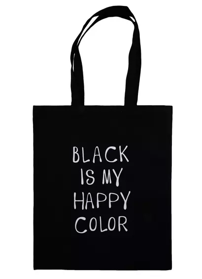 Сумка-шоппер Black is my happy color, черная, текстиль 40см.*32см. - фото 1