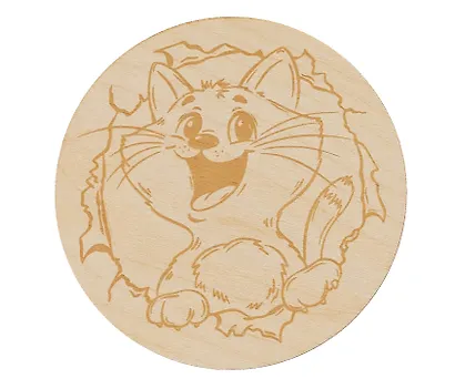 Выжигание по дереву. Дощечка с рисунком "Котик" - фото 2