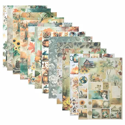 Бумага для скрапбукинга 15х21 см "Осень", двусторонняя, 12 листов, 240 г/м2 - фото 3