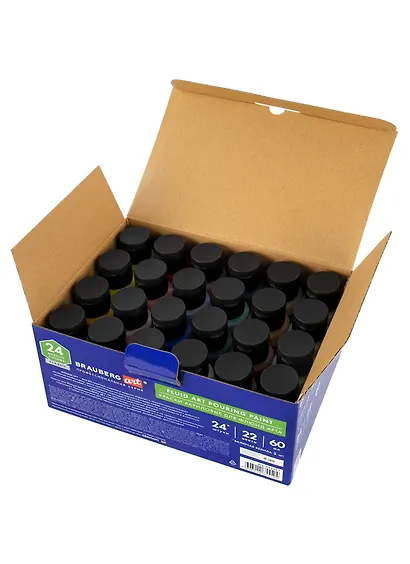 Краски акриловые для техники Флюид Арт (POURING PAINT) НАБОР 22цв 24шт*60мл, BRAUBERG ART, 192237 - фото 2