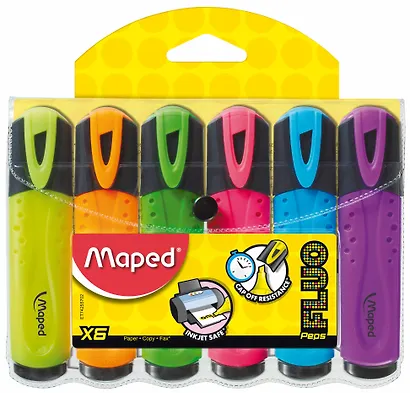 Текстовыделители Maped, Fluo Peps, 6 цветов - фото 1
