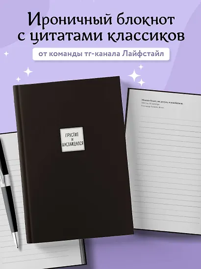 Книга для записей А5 64л лин. "Блокнот с иронией (дневники писателей)" с 3D стикерами - фото 3