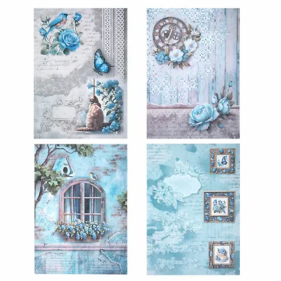 Бумага для скрапбукинга 15х21 см "В лазурных тонах", двусторонняя, 12 листов, 240 г/м2 - фото 5