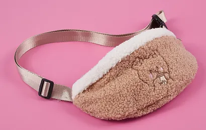 Сумочка-бананка Kawaii Мишка (кофейная) (иск.мех-барашек) (22х15) (12-38092-202405-B14) - фото 3