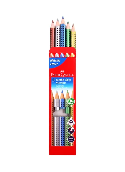 Карандаши цветные Faber-Castell, Jumbo Grip Metallic, 5 цветов - фото 3