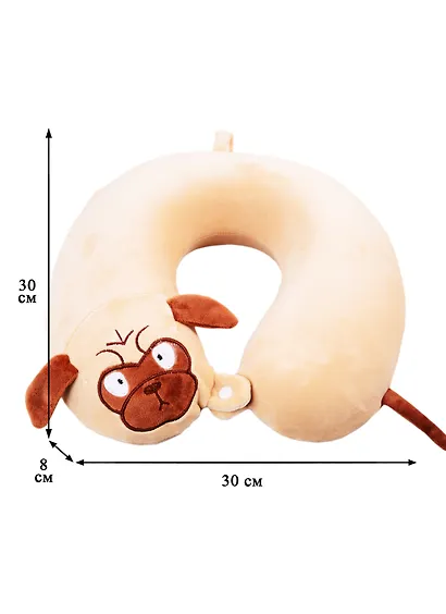 Подушка на шею с кнопкой «Мопс», (30х30 см) - фото 2