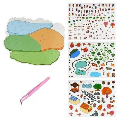 Наклейки-румбокс для создания миниатюрных сцен "4 сезона", размер 264х211 мм. Металлический пинцет в наборе - фото 2