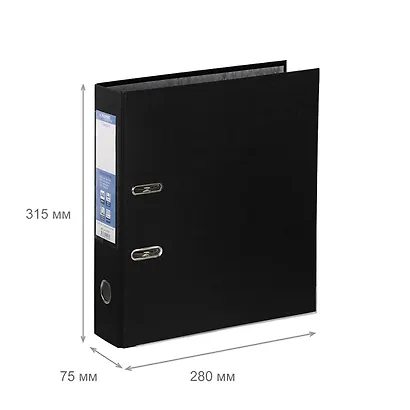 Папка архивная 75мм А4 черная, бумвинил, прозр.карман, - фото 3