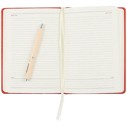 Ежедневник недат. А5 96л "Diana" красный, иск.кожа, тв.переплет, обл.поролон, тонир.блок, ляссе - фото 3