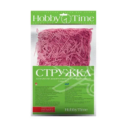 Набор для творчества, HOBBY TIME, Гофрированная, декоративная бумажная стружка 3мм, 50гр., насыщенный розовый 2-512/01 - фото 1