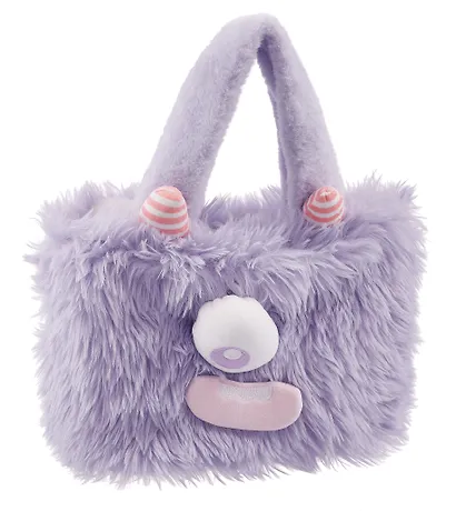 Сумка-шоппер плюшевая Монстрик (фиолетовая) (33х25) - фото 2