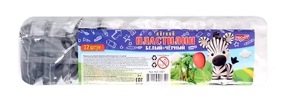 Набор для детского творчества "Масса для лепки. Лёгкий пластилин" 12 шт, черный и белый - фото 1