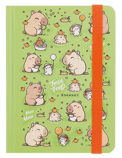 Записная книжка А6 96л кл. "Капибары" тв.обложка, резинка - фото 2