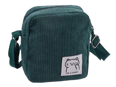 Сумочка на молнии кросс-боди (бирюзовая) (вельвет) (16х14х6) (12-HanMa-766) - фото 2