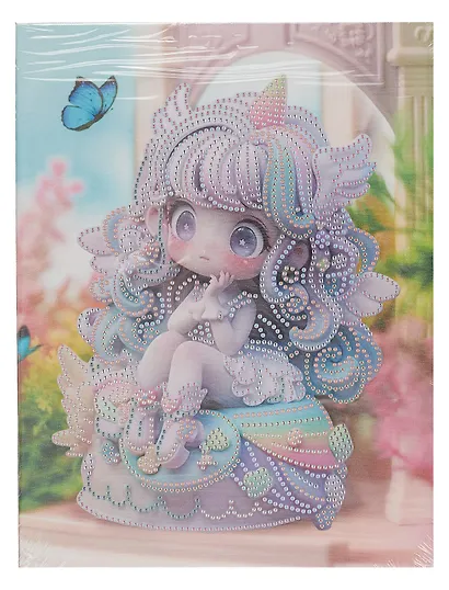 Алмазная мозаика (блестящая) с подрамником, с частичным заполнением "Куколка на тортике", 23 х 30 см - фото 2