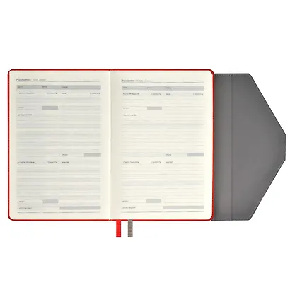 Ежедневник недат. А5 160л "Руффо" красный, серый, бежевый, иск.кожа, тв.переплет, офсет, ляссе - фото 9