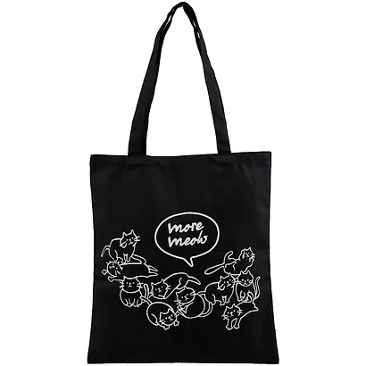 Сумка-шоппер Коты More Meow черная, текстиль 40см.*35см. - фото 1