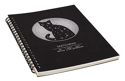 Скетчбук А5 20л "Лунный кот" 200 г/м2, евроспираль, тонир.картон, тиснение фольгой "Серебро" - фото 3