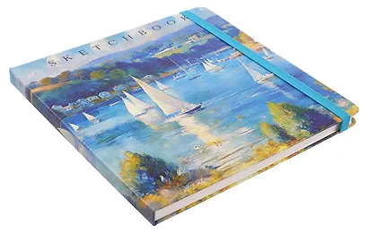 Скетчбук 200*200 80л "Парусная регата" 100г/м2, тв.обложка, мат.ламинация, резинка - фото 2
