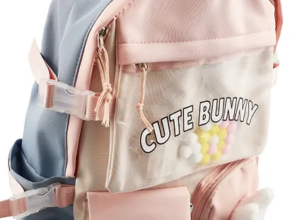 Рюкзак "Зайка" 42*27*15см, сине-розовый, с игрушкой - фото 9