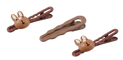 Набор заколок Зайчик мордочки матовые (3шт) (пластик) (6см) (12-03946-B88) (Lafilaf) - фото 5