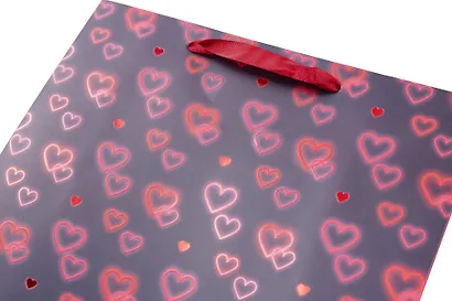 Пакет А4 32*26*12 "Сердечки" жен., бум.мат.ламинат - фото 2
