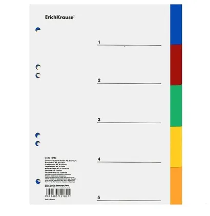 Разделитель, Erich Krause, А5, пластик, 5 цветов - фото 1