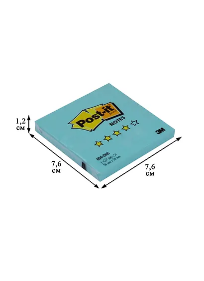 Блок бумаги 76*76 самоклеящийся OPTIMA 100л, бирюзовый неон, 3М - фото 2