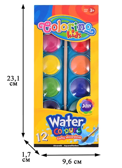 Краски акварельные 12цв "Water Colours", пл/уп., с/к., Colorino - фото 2