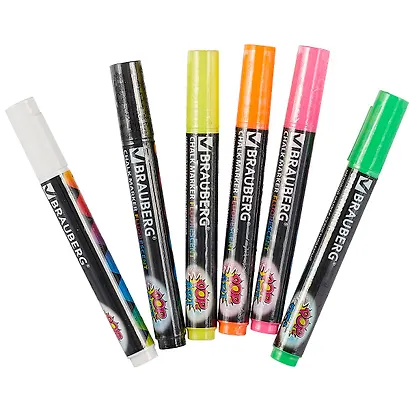 Маркеры меловые Brauberg, Pop-Art, сухостираемые 6 цветов 5 мм - фото 2