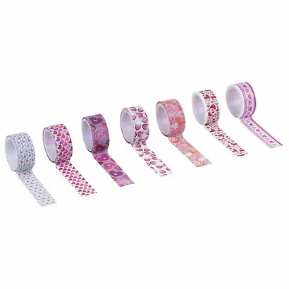 Клейкие WASHI-ленты для декора СЕРДЦА, 15 мм х 3 м, 7 цветов, рисовая бумага, ОСТРОВ СОКРОВИЩ, 661708 - фото 3