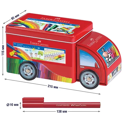 Набор для рисования в боксе «Connector Truck» Faber -Castell, 33 фломастера/10 клипс - фото 6