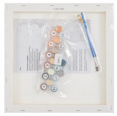 Холст с красками по номерам в коробке "Малыши". Рыжий котёнок 30х30, 20 цветов - фото 3