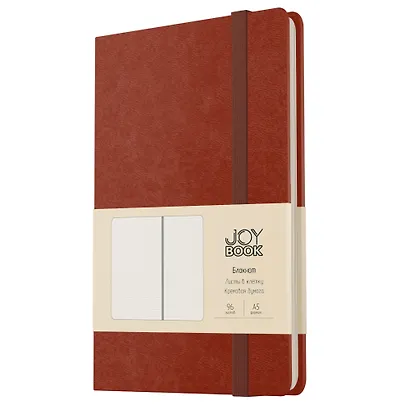 Книга для записей А5 96л кл. "Joy Book. Имбирный пряник" иск.кожа, тонир.блок, скругл.углы, ляссе, резинка, карман на задн.форзаце - фото 1