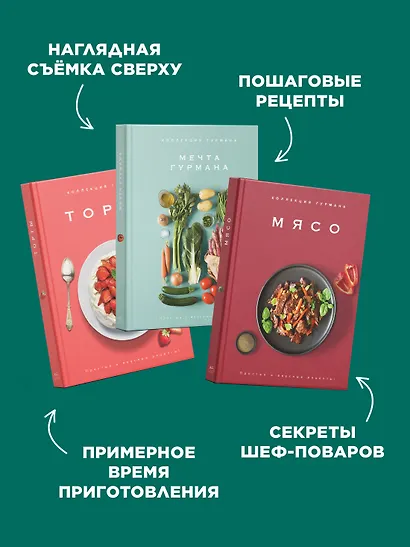 Рецепты мировой кухни на каждый день (Мечта гурмана, Мясо, Торты). Сборный комплект в коробе из 3-х книг - фото 5