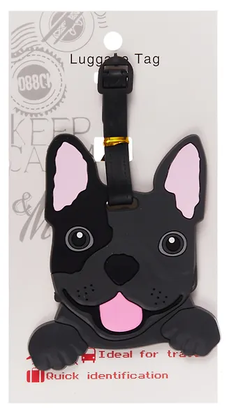 Багажная бирка на чемодан Французский бульдог (ПВХ) (9х9) (12-7348-Z3) - фото 1