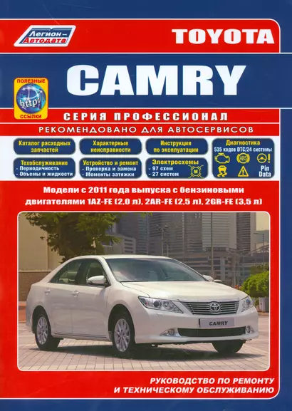 Toyota CAMRY. Модели c 2011 года выпуска c бензиновыми двигателями 1AZ-FE (2,0 л.), 2AR-FE (2,5 л.), 2GR-FE (3,5 л.). Руководство по ремонту и техническому обслуживанию (+ полезные ссылки) - фото 1