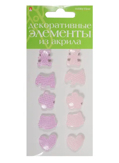 Декоративные элементы из акрила Набор №18 Фигурки Микс 1 (2-336/18) (10шт.) (Hobby Time) (упаковка) - фото 1