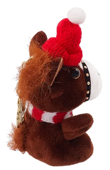 Брелок Символ года Лошадка в шапке и шарфе (текстиль) (14 см) - фото 3