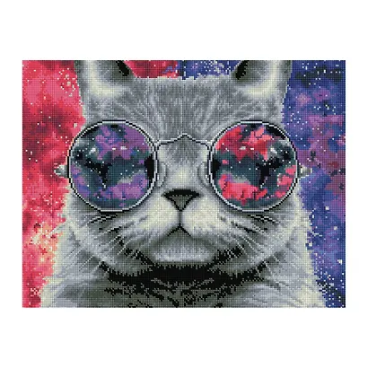 Алмазная мозаика Три Совы "Кошачий космос", 40*50 см, холст на деревянном подрамнике - фото 1