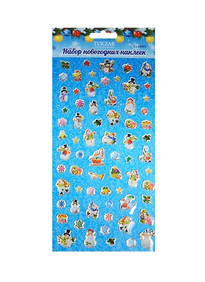 Набор новогодних наклеек ассорт. (Tz-13053) (11,5х20,5см) (Christmas collection) (3+) (упаковка) - фото 1