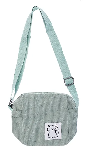 Сумочка на молнии кросс-боди (мятная) (вельвет) (16х14х6) (12-HanMa-768) - фото 1