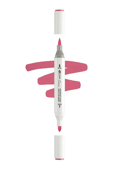 Маркер акриловый "Сонет" красный тёмный, двусторонний, перо кисть/пуля - фото 1