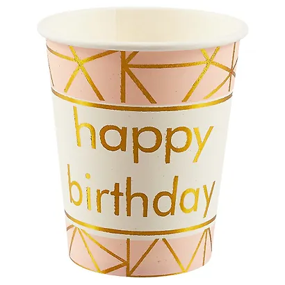 Набор бумажных стаканов Happy birthday на розовом фоне (6 шт) (12-01582-G1) - фото 2