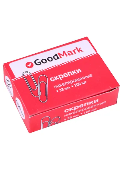 Скрепки 33 мм 100 штук, никелированные, круглые, GoodMark - фото 4