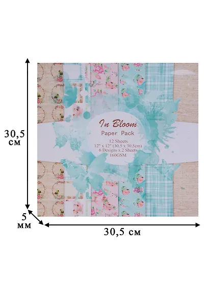 Набор бумаги для скрапбукинга, 30*20см, 12 листов, 6  дизайнов In Bloom (11-10) (11-22345-11-10) - фото 2