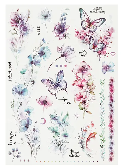 Набор наклеек-тату Цветы" - фото 6